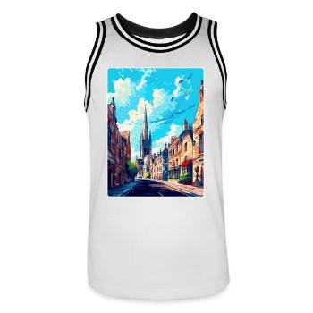 Oxford Angleterre Royaume-Uni Affiche de voyage vintage souvenir - Maillot de basket Homme - blanc/noir - Devant - AI Model Male 185 dark (185cm)