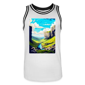Malham Cove England Uk Reise Poster Souvenir WPA - Männer Basketball-Trikot - Weiß/Schwarz - Vorne - AI Model Male 185 dark (185cm)