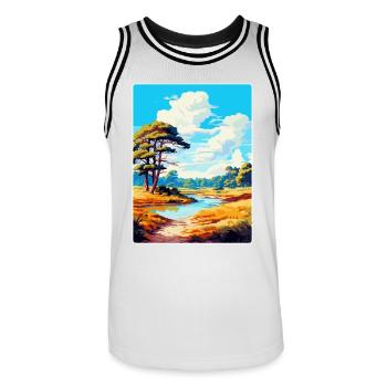 New Forest Nationalpark Vintage Reiseplakat WPA - Männer Basketball-Trikot - Weiß/Schwarz - Vorne - AI Model Male 185 dark (185cm)