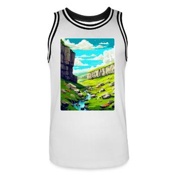 Malham Cove England Uk Vintage Reiseposter WPA - Männer Basketball-Trikot - Weiß/Schwarz - Vorne - AI Model Male 185 dark (185cm)