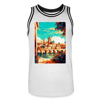 Cordoba Spain Vintage Travel Poster WPA Souvenir - Men's Basketball Jersey - white/black - Front - AI Model Male 185 dark (185cm)