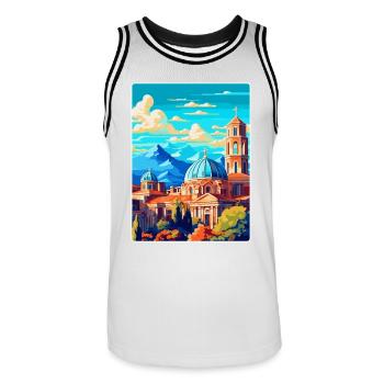 Sofia Bulgarien Vintage Reiseplakat Souvenir WPA - Männer Basketball-Trikot - Weiß/Schwarz - Vorne - AI Model Male 185 dark (185cm)