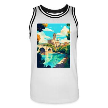 Avignon Frankreich Vintage Reiseplakat Souvenir WPA - Männer Basketball-Trikot - Weiß/Schwarz - Vorne - AI Model Male 185 dark (185cm)