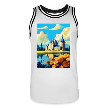 Loiretal Frankreich Vintage Reiseplakat Souvenir - Männer Basketball-Trikot - Weiß/Schwarz - Vorne - AI Model Male 185 dark (185cm)
