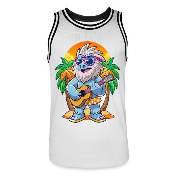 Drôle Yeti Dessin Animé Plage D’été Lunettes De Soleil Guitare - Maillot de basket Homme - blanc/noir - Devant - AI Model Male 185 dark (185cm)