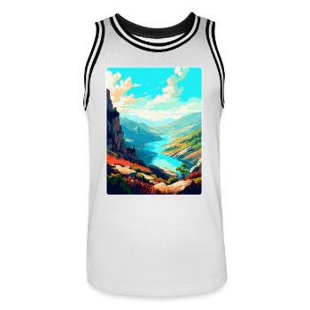 Geres Nationalpark Portugal Vintage Reiseplakat - Männer Basketball-Trikot - Weiß/Schwarz - Vorne - AI Model Male 185 dark (185cm)