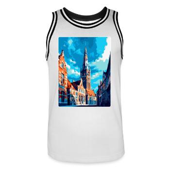 Middelburg Niederlande Vintage Reiseplakat WPA - Männer Basketball-Trikot - Weiß/Schwarz - Vorne - AI Model Male 185 dark (185cm)