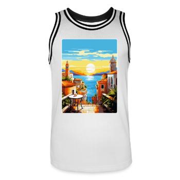 Malaga Spanien Vintage Reiseplakat WPA Souvenir - Männer Basketball-Trikot - Weiß/Schwarz - Vorne - AI Model Male 185 dark (185cm)