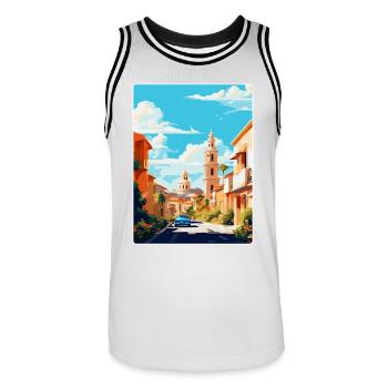 Cordoba Spain Vintage Travel Poster WPA Souvenir - Men's Basketball Jersey - white/black - Front - AI Model Male 185 dark (185cm)