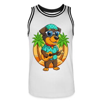 Drôle de Rottweiler Chien Lunettes de soleil de plage d’été - Maillot de basket Homme - blanc/noir - Devant - AI Model Male 185 dark (185cm)