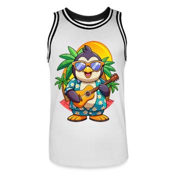 Lustige Pinguin Sommer Strand Sonnenbrille Hawaiianisch - Männer Basketball-Trikot - Weiß/Schwarz - Vorne - AI Model Male 185 dark (185cm)