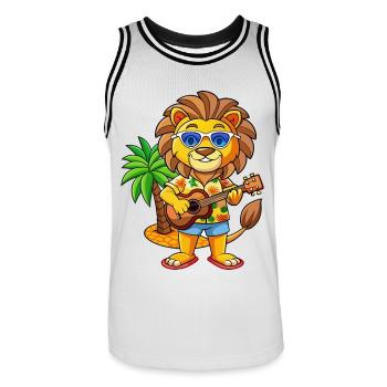 Lunettes de soleil de plage d’été Funny Lion Hawaiian - Maillot de basket Homme - blanc/noir - Devant - AI Model Male 185 dark (185cm)