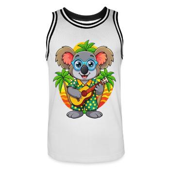 Lustige Koala Sommer Strand Sonnenbrille Hawaiianisch - Männer Basketball-Trikot - Weiß/Schwarz - Vorne - AI Model Male 185 dark (185cm)