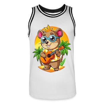 Lustige Hamster Cartoon Sommer Strand Sonnenbrille - Männer Basketball-Trikot - Weiß/Schwarz - Vorne - AI Model Male 185 dark (185cm)