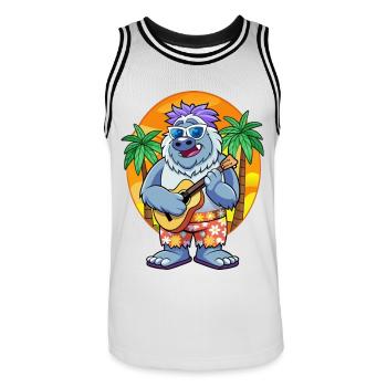 Drôle Yeti Dessin Animé Plage D’été Lunettes De Soleil Guitare - Maillot de basket Homme - blanc/noir - Devant - AI Model Male 185 dark (185cm)