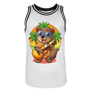 Lustige Biber Cartoon Sommer Strand Sonnenbrille - Männer Basketball-Trikot - Weiß/Schwarz - Vorne - AI Model Male 185 dark (185cm)