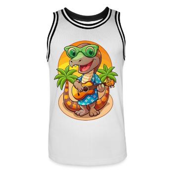 Drôle Serpent Dessin Animé Plage D’été Lunettes De Soleil Guitare - Maillot de basket Homme - blanc/noir - Devant - AI Model Male 185 dark (185cm)