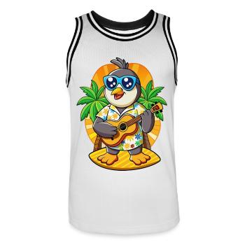 Lustige Pinguin Cartoon Sommer Strand Sonnenbrille - Männer Basketball-Trikot - Weiß/Schwarz - Vorne - AI Model Male 185 dark (185cm)