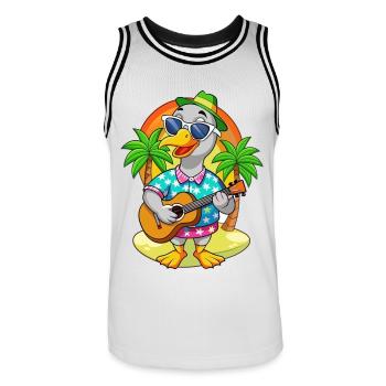 Lustige Gans Cartoon Sommer Strand Sonnenbrille Gitarre - Männer Basketball-Trikot - Weiß/Schwarz - Vorne - AI Model Male 185 dark (185cm)