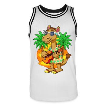 Drôle Camel Dessin animé Plage d’été Lunettes de soleil Guitare - Maillot de basket Homme - blanc/noir - Devant - AI Model Male 185 dark (185cm)