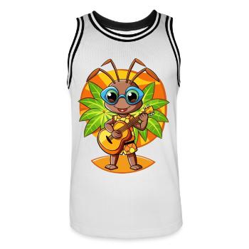 Lustige Ameise Cartoon Sommer Strand Sonnenbrille Gitarre - Männer Basketball-Trikot - Weiß/Schwarz - Vorne - AI Model Male 185 dark (185cm)