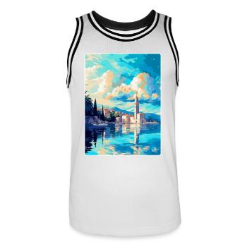 Split Kroatien Vintage Reiseplakat WPA Souvenir - Männer Basketball-Trikot - Weiß/Schwarz - Vorne - AI Model Male 185 dark (185cm)