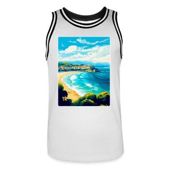 San Sebastian Spanien Vintage Reiseplakat Souvenir - Männer Basketball-Trikot - Weiß/Schwarz - Vorne - AI Model Male 185 dark (185cm)