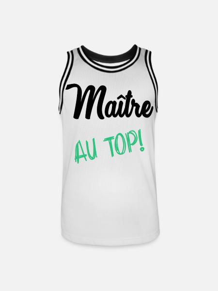 MAITRE. MAÎTRESSE. MERCI - Maillot de basket Homme - blanc/noir