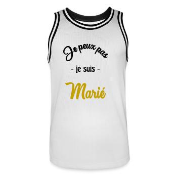 JUST MARRIED. EVJF - Maillot de basket Homme - blanc/noir - Devant - AI Model Male 185 dark (185cm)