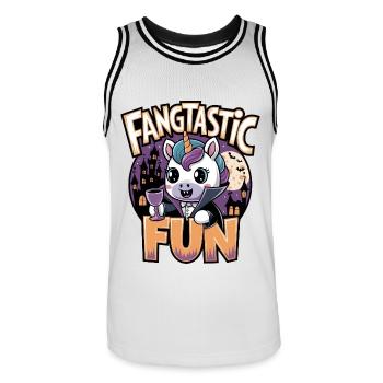 Fangtastic Fun - Men's Basketball Jersey - white/black - Front - AI Model Male 185 dark (185cm)