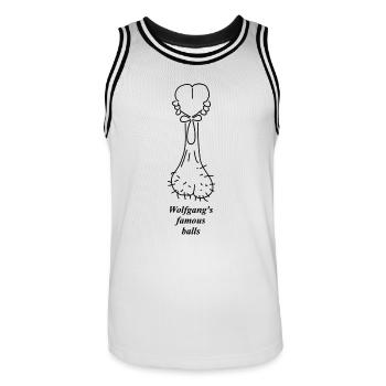 Wolfgangs famous balls - Männer Basketball-Trikot - Weiß/Schwarz - Vorne - AI Model Male 185 dark (185cm)