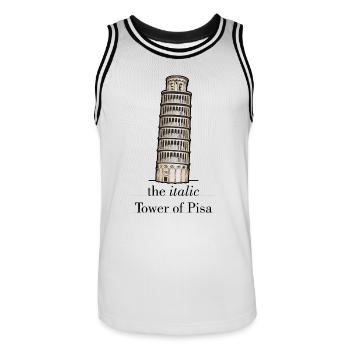 the italic Tower - Männer Basketball-Trikot - Weiß/Schwarz - Vorne - AI Model Male 185 dark (185cm)