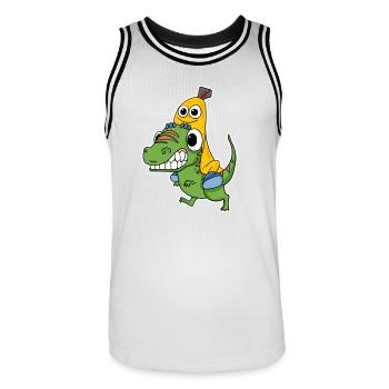 Mauvais dinosaure et jolie banane - Maillot de basket Homme - blanc/noir - Devant - AI Model Male 185 dark (185cm)