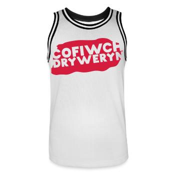 Cofiwch Dryweryn - Männer Basketball-Trikot - Weiß/Schwarz - Vorne - AI Model Male 185 dark (185cm)