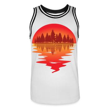 Sonnenuntergang am Waldsee - Männer Basketball-Trikot - Weiß/Schwarz - Vorne - AI Model Male 185 dark (185cm)