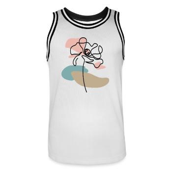 Abstrakte Mohnblume Poppies line art Farbklecks - Männer Basketball-Trikot - Weiß/Schwarz - Vorne - AI Model Male 185 dark (185cm)