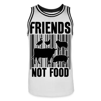 FRIENDS NOT FOOD VEGAN VEGANER - Männer Basketball-Trikot - Weiß/Schwarz - Vorne - AI Model Male 185 dark (185cm)