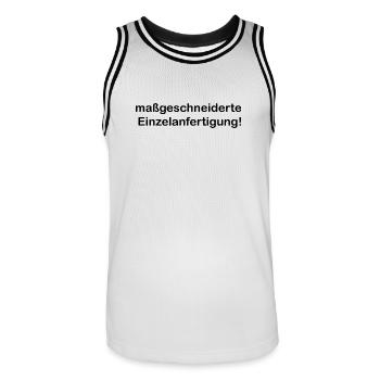 Maßgeschneiderte Einzelanfertigung lustig Spruch - Männer Basketball-Trikot - Weiß/Schwarz - Vorne - AI Model Male 185 dark (185cm)