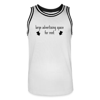 advertising space - große Werbefläche zu vermieten - Männer Basketball-Trikot - Weiß/Schwarz - Vorne - AI Model Male 185 dark (185cm)