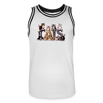 Chatons en lettres : collage adorable - Maillot de basket Homme - blanc/noir - Devant - AI Model Male 185 dark (185cm)