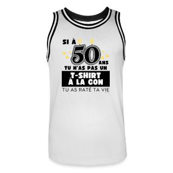 Le T-shirt à la con 50ème Anniversaire - Maillot de basket Homme - blanc/noir - Devant - AI Model Male 185 dark (185cm)
