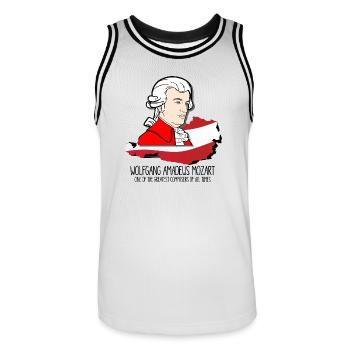 Wolfgang Amadeus Mozart - greatest composer - Männer Basketball-Trikot - Weiß/Schwarz - Vorne - AI Model Male 185 dark (185cm)