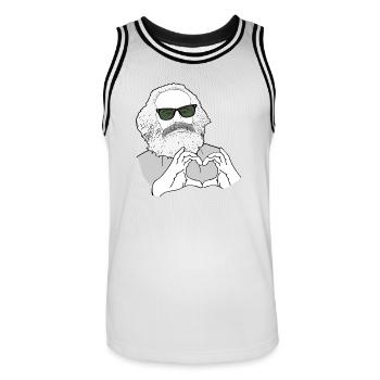 Karl Marx Hände bilden ein Herz Marxisten - Männer Basketball-Trikot - Weiß/Schwarz - Vorne - AI Model Male 185 dark (185cm)