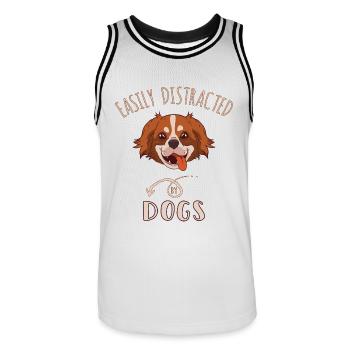 Facilement distrait par les chiens - Maillot de basket Homme - blanc/noir - Devant - AI Model Male 185 dark (185cm)