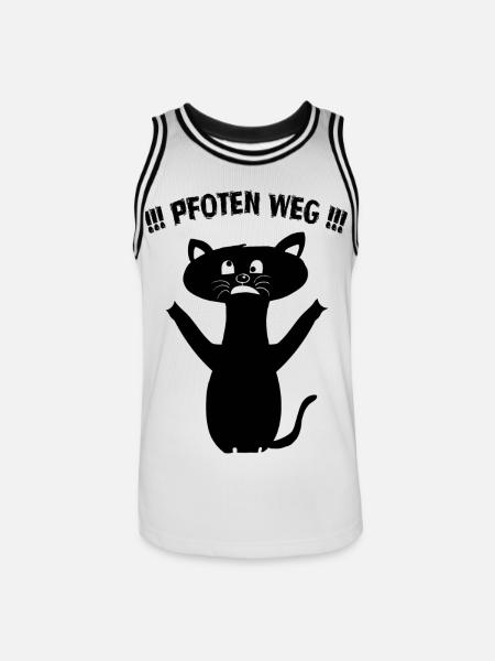 Pfoten Weg! – Schwarze Katze Statement - Männer Basketball-Trikot - Weiß/Schwarz