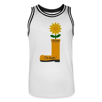 Flower Boots - Men's Basketball Jersey - white/black - Front - AI Model Male 185 dark (185cm)