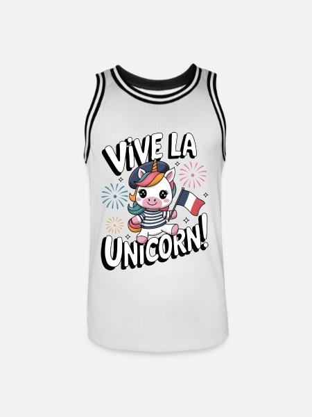 Vive La Licorne ! - Maillot de basket Homme - blanc/noir