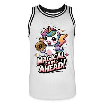 Gains magiques à venir ! - Maillot de basket Homme - blanc/noir - Devant - AI Model Male 185 dark (185cm)