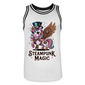 Steampunk Magic - Men's Basketball Jersey - white/black - Front - AI Model Male 185 dark (185cm)