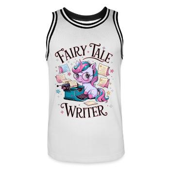 Fairy Tale Writer - Men's Basketball Jersey - white/black - Front - AI Model Male 185 dark (185cm)